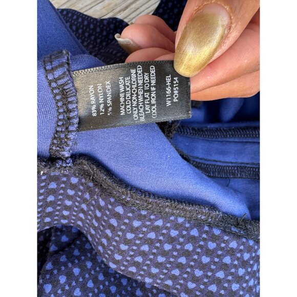 Betabrand Blue Heart Print Heartline Skinny Leg Pull On Yoga Dress Pants Sz L j2 - Picture 8 of 10